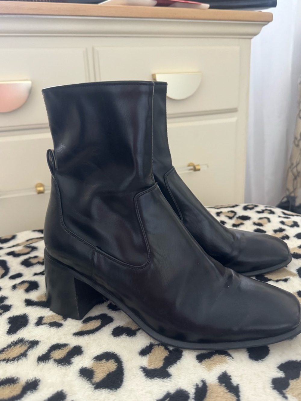 Jeffrey Campbell Black Leather Ankle Boots